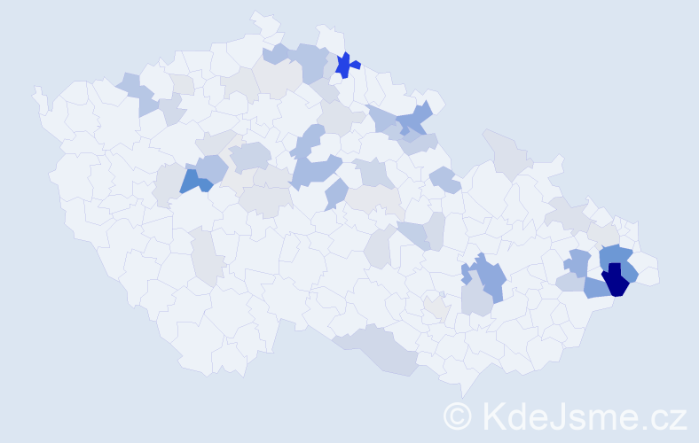 Příjmení: 'Balaš', počet výskytů 173 v celé ČR