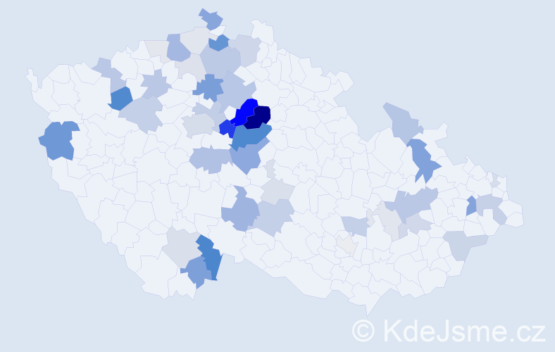 Příjmení: 'Podoláková', počet výskytů 156 v celé ČR