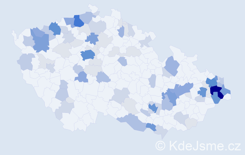 Příjmení: 'Kišová', počet výskytů 313 v celé ČR