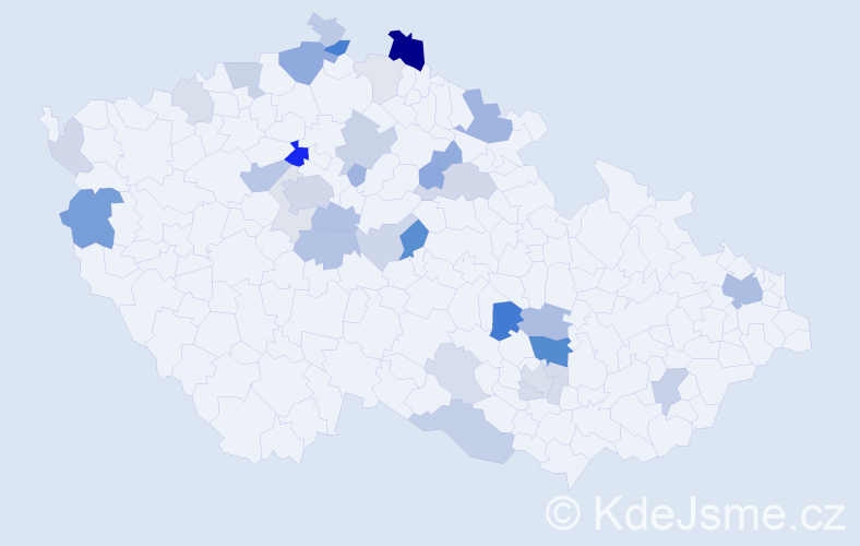 Příjmení: 'Machan', počet výskytů 93 v celé ČR