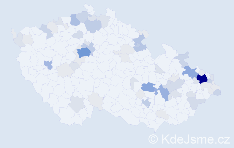 Příjmení: 'Komár', počet výskytů 217 v celé ČR