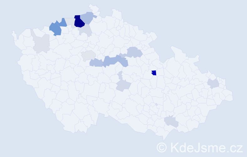 Příjmení: 'Gulyás', počet výskytů 70 v celé ČR