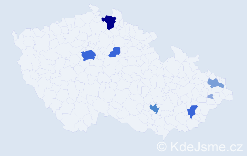 Příjmení: 'Chrastecká', počet výskytů 27 v celé ČR