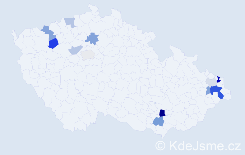 Příjmení: 'Nevedel', počet výskytů 20 v celé ČR