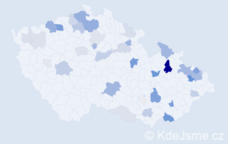 Příjmení: 'Cingelová', počet výskytů 95 v celé ČR