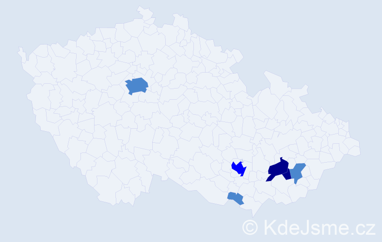 Příjmení: 'Bochořák', počet výskytů 11 v celé ČR