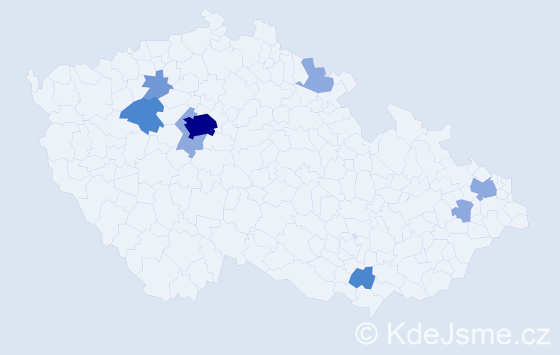 Příjmení: 'Kobsová', počet výskytů 18 v celé ČR