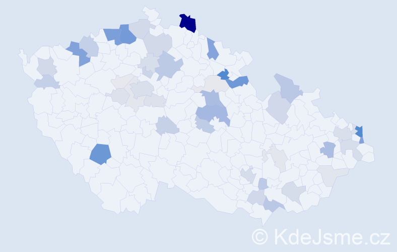 Příjmení: 'Dávidová', počet výskytů 151 v celé ČR