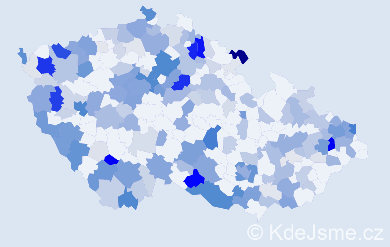 Příjmení: 'Szabó', počet výskytů 783 v celé ČR