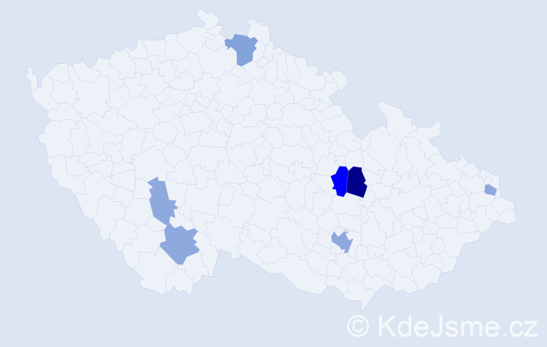 Příjmení: 'Dirrová', počet výskytů 20 v celé ČR
