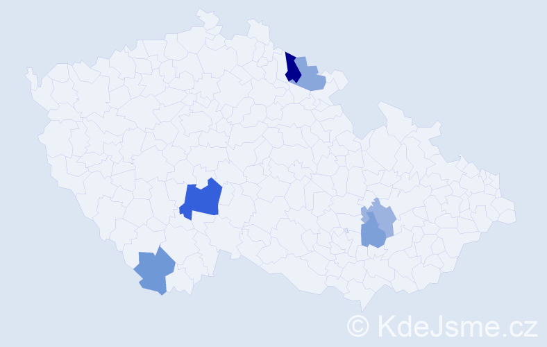 Příjmení: 'Vyhlidal', počet výskytů 9 v celé ČR