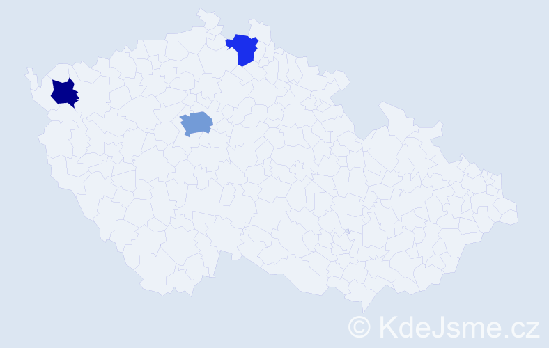 Příjmení: 'Bagín', počet výskytů 5 v celé ČR