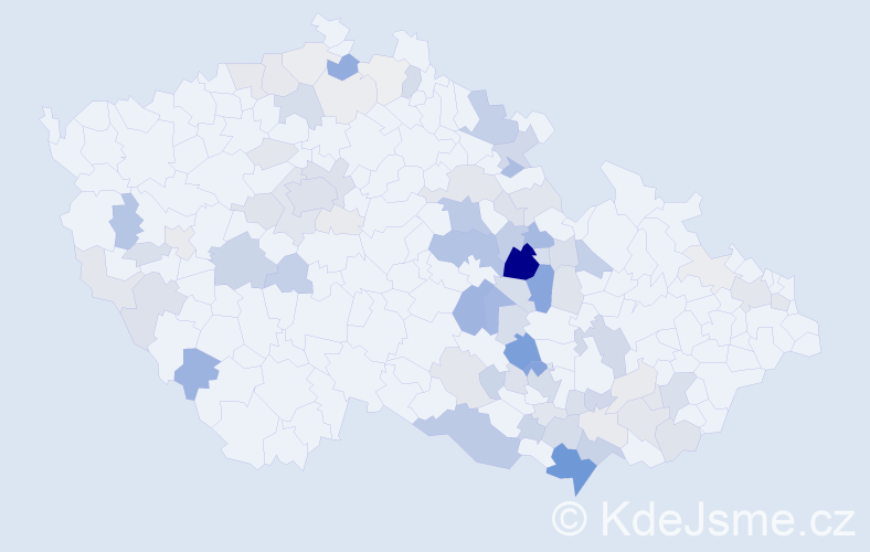 Příjmení: 'Pulkrábková', počet výskytů 262 v celé ČR