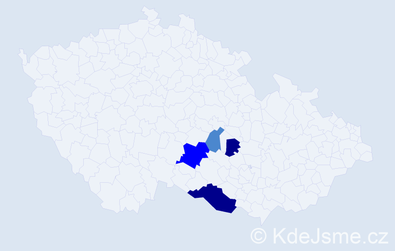 Příjmení: 'Fryšoncová', počet výskytů 9 v celé ČR