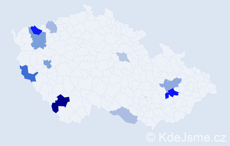 Příjmení: 'Kobanová', počet výskytů 22 v celé ČR