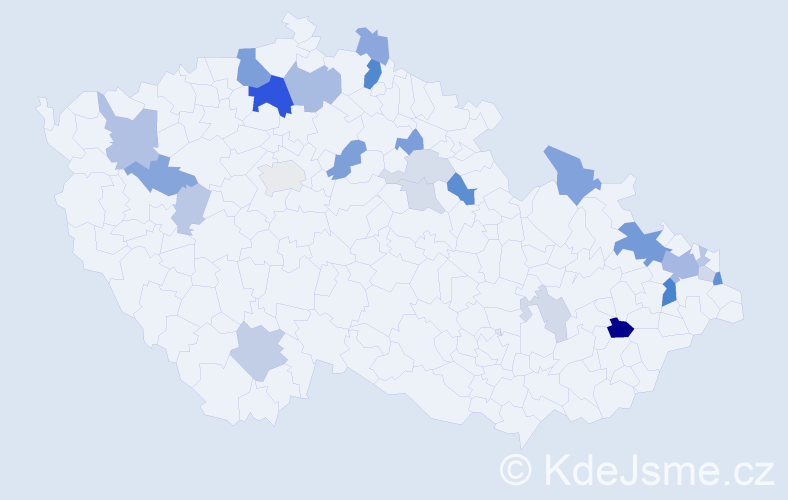 Příjmení: 'Revaj', počet výskytů 60 v celé ČR