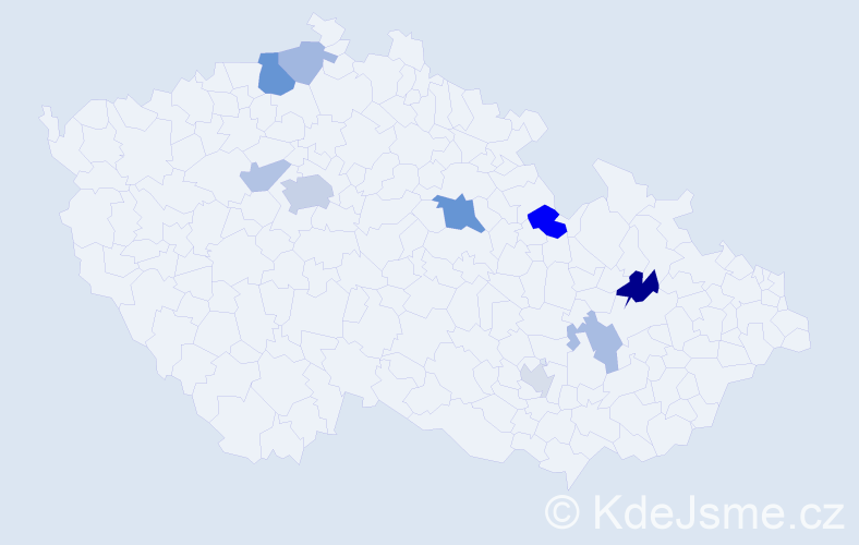 Příjmení: 'Kacvinská', počet výskytů 19 v celé ČR