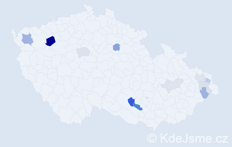Příjmení: 'Vilim', počet výskytů 27 v celé ČR