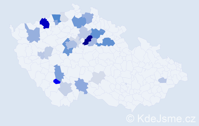 Příjmení: 'Rykl', počet výskytů 105 v celé ČR