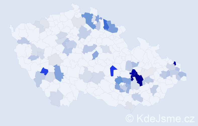 Příjmení: 'Kvíčala', počet výskytů 205 v celé ČR