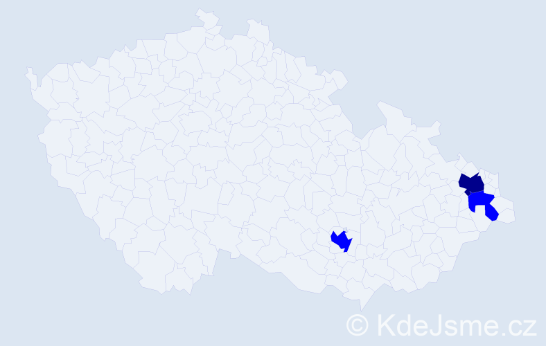 Příjmení: 'Medák', počet výskytů 4 v celé ČR