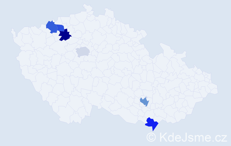 Příjmení: 'Prelcová', počet výskytů 7 v celé ČR