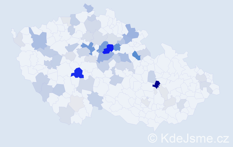 Příjmení: 'Ešner', počet výskytů 157 v celé ČR