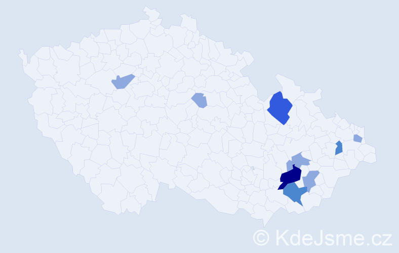 Příjmení: 'Pakrová', počet výskytů 17 v celé ČR