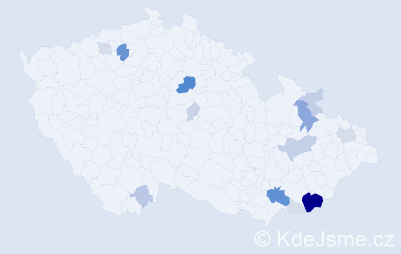 Příjmení: 'Čubík', počet výskytů 70 v celé ČR