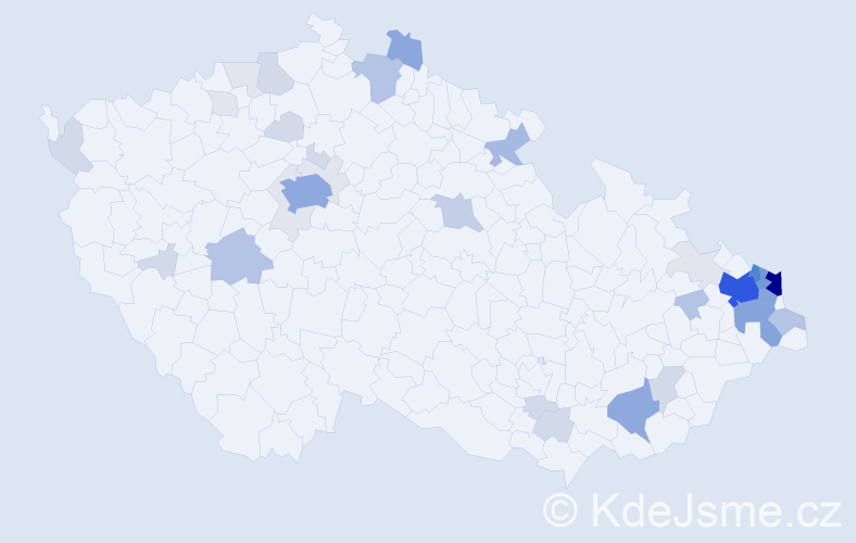 Příjmení: 'Mazurek', počet výskytů 166 v celé ČR