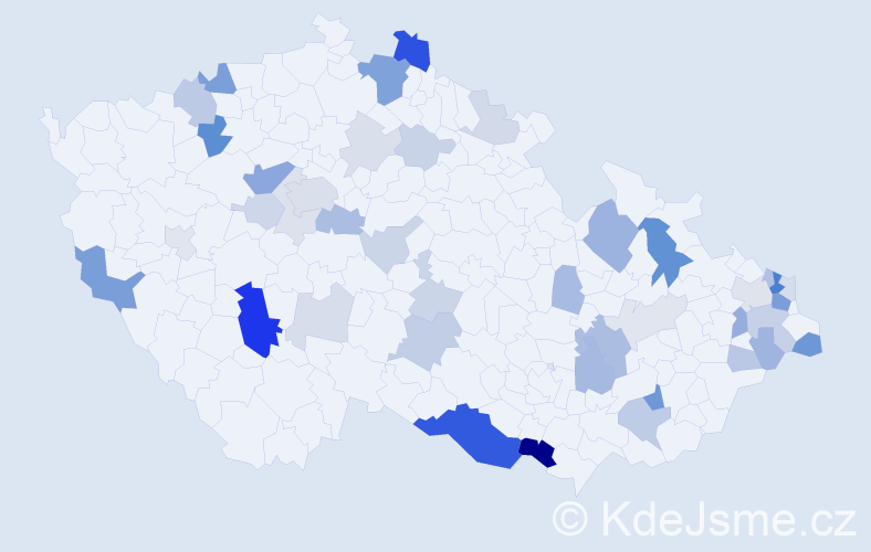 Příjmení: 'Kochanová', počet výskytů 117 v celé ČR