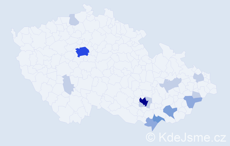 Příjmení: 'Hložánek', počet výskytů 35 v celé ČR