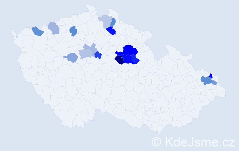 Příjmení: 'Rychter', počet výskytů 45 v celé ČR