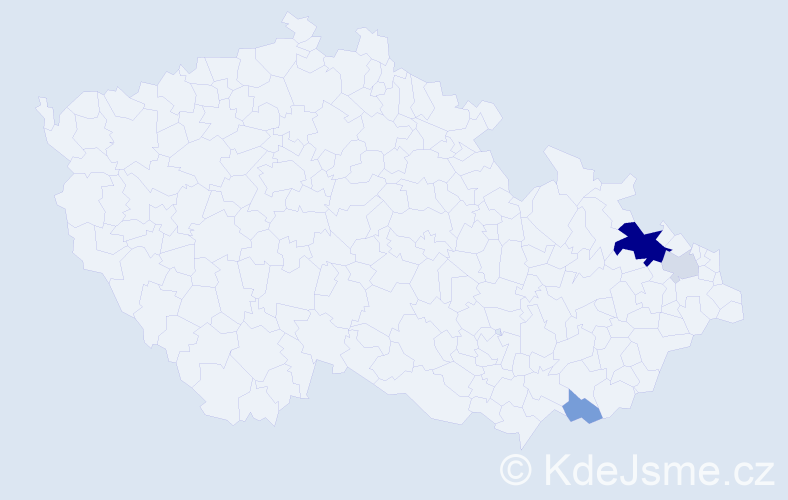 Příjmení: 'Mareta', počet výskytů 9 v celé ČR