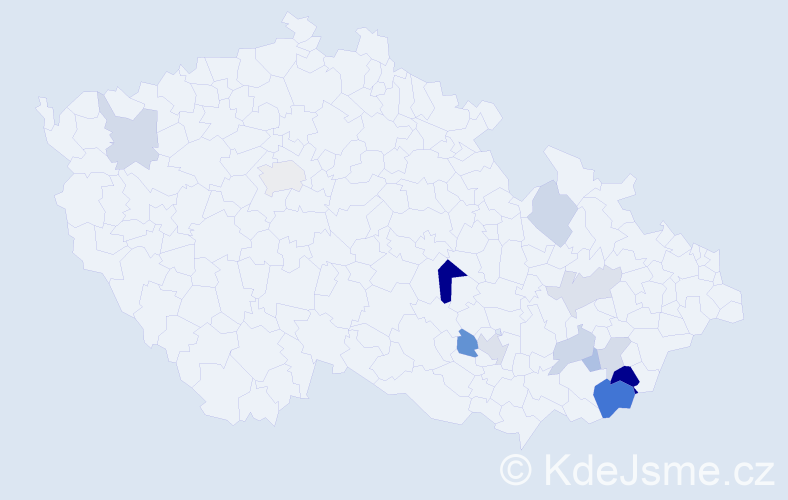 Příjmení: 'Maca', počet výskytů 26 v celé ČR