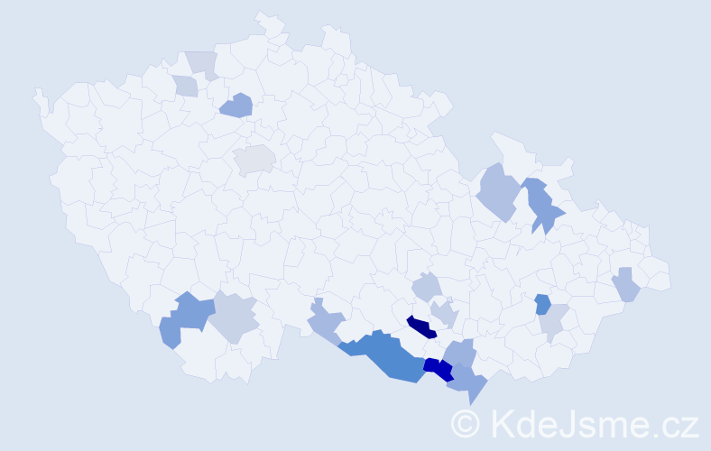 Příjmení: 'Wald', počet výskytů 72 v celé ČR