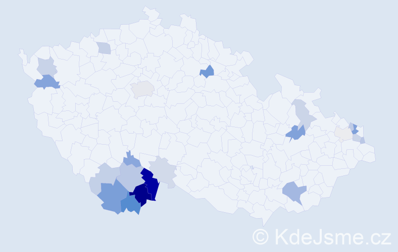 Příjmení: 'Dibďák', počet výskytů 57 v celé ČR