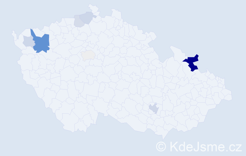 Příjmení: 'Rajfová', počet výskytů 21 v celé ČR
