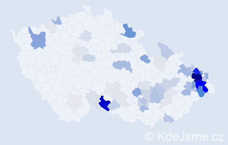 Příjmení: 'Lička', počet výskytů 279 v celé ČR