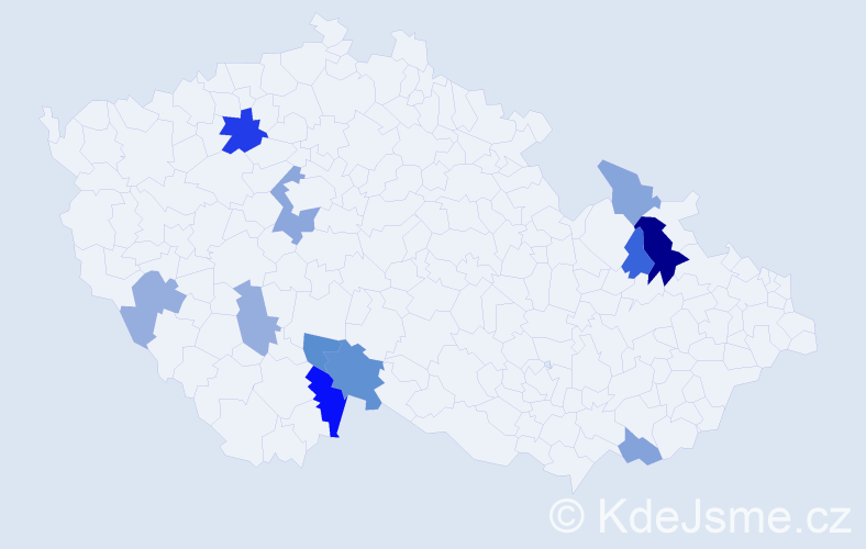 Příjmení: 'Kutlak', počet výskytů 19 v celé ČR