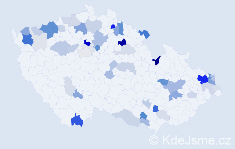 Příjmení: 'Bangová', počet výskytů 206 v celé ČR