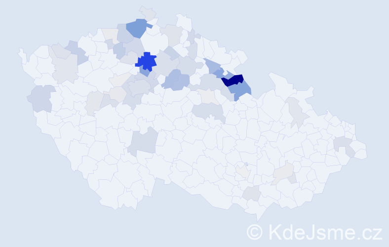 Příjmení: 'Řízek', počet výskytů 168 v celé ČR
