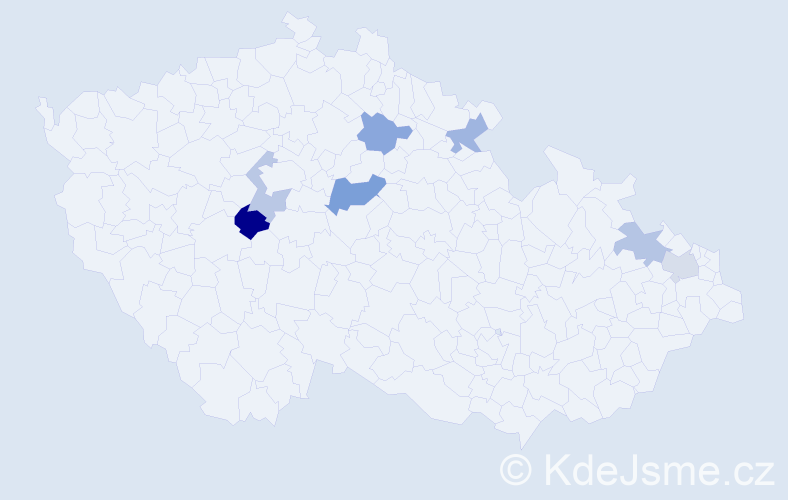Příjmení: 'Hájiková', počet výskytů 9 v celé ČR