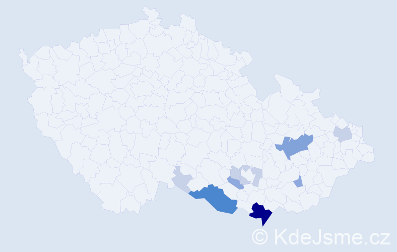 Příjmení: 'Bartolčic', počet výskytů 30 v celé ČR