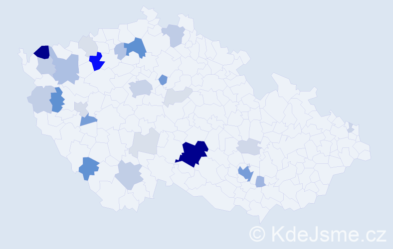 Příjmení: 'Zámková', počet výskytů 104 v celé ČR