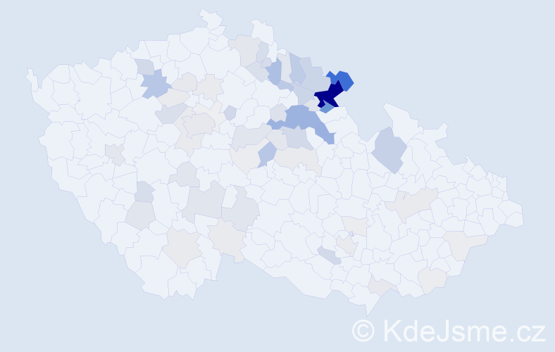 Příjmení: 'Krtička', počet výskytů 281 v celé ČR