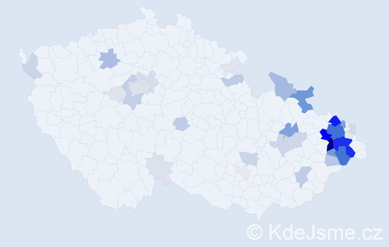 Příjmení: 'Tylečková', počet výskytů 198 v celé ČR