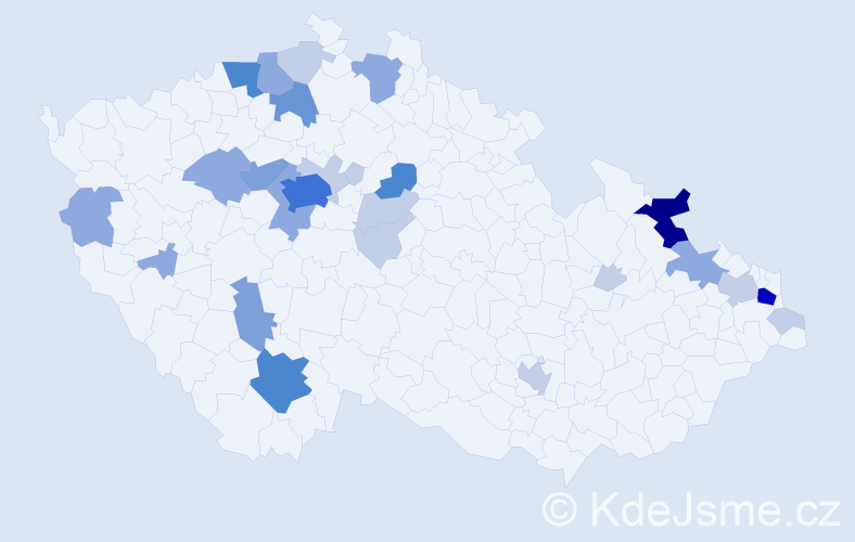 Příjmení: 'Sabó', počet výskytů 75 v celé ČR