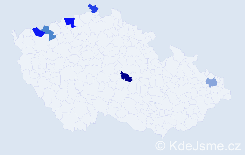 Příjmení: 'Rajnerová', počet výskytů 9 v celé ČR