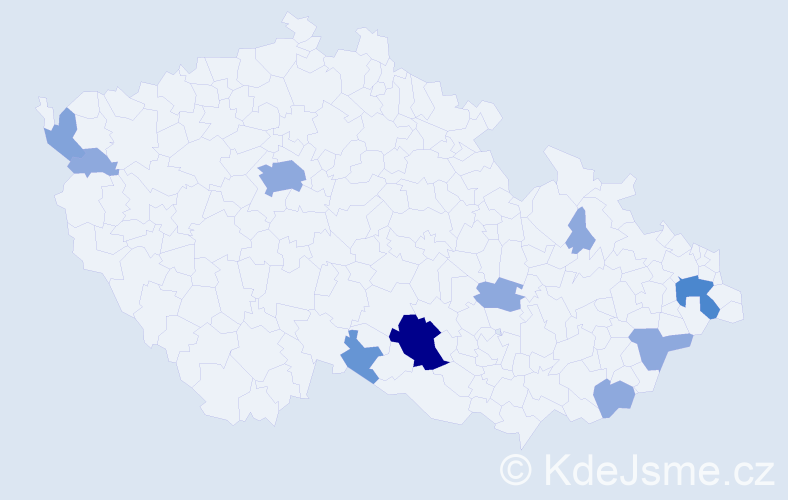 Příjmení: 'Lanczová', počet výskytů 23 v celé ČR